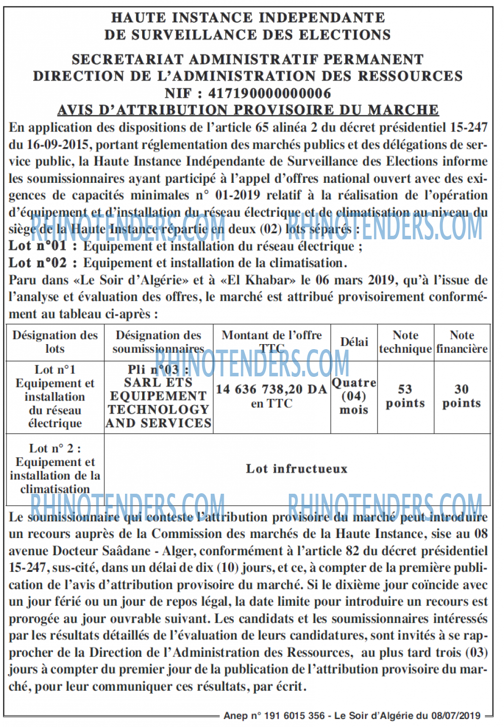 LE SOIR D'ALGERIE