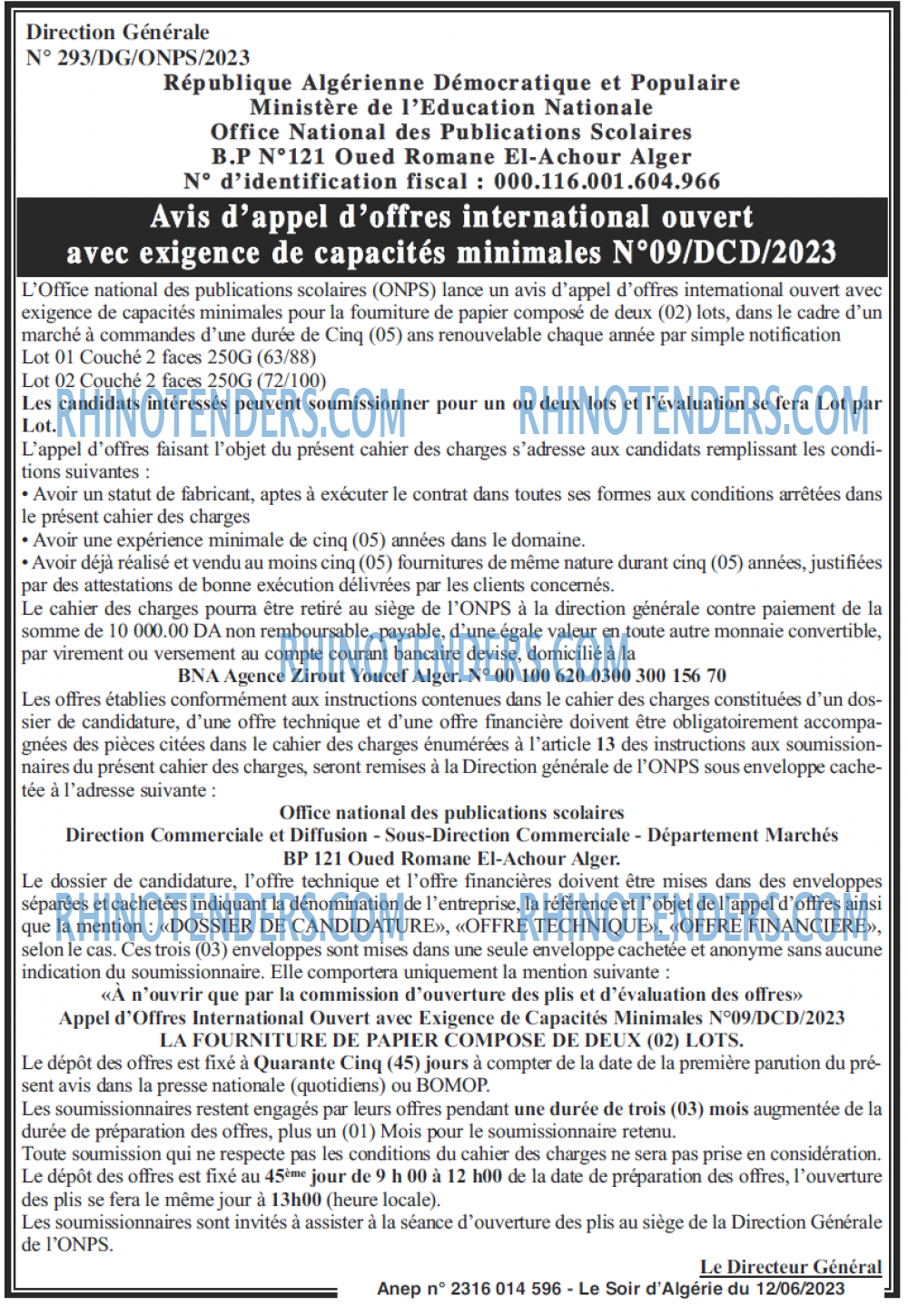 LE SOIR D'ALGERIE