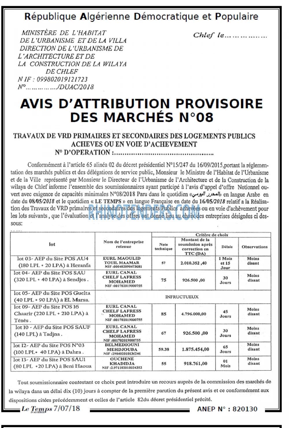 LE TEMPS D'ALGERIE
