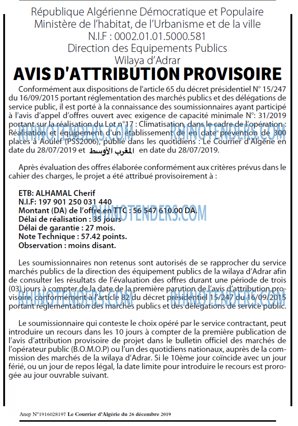 Le Courrier d'Algerie