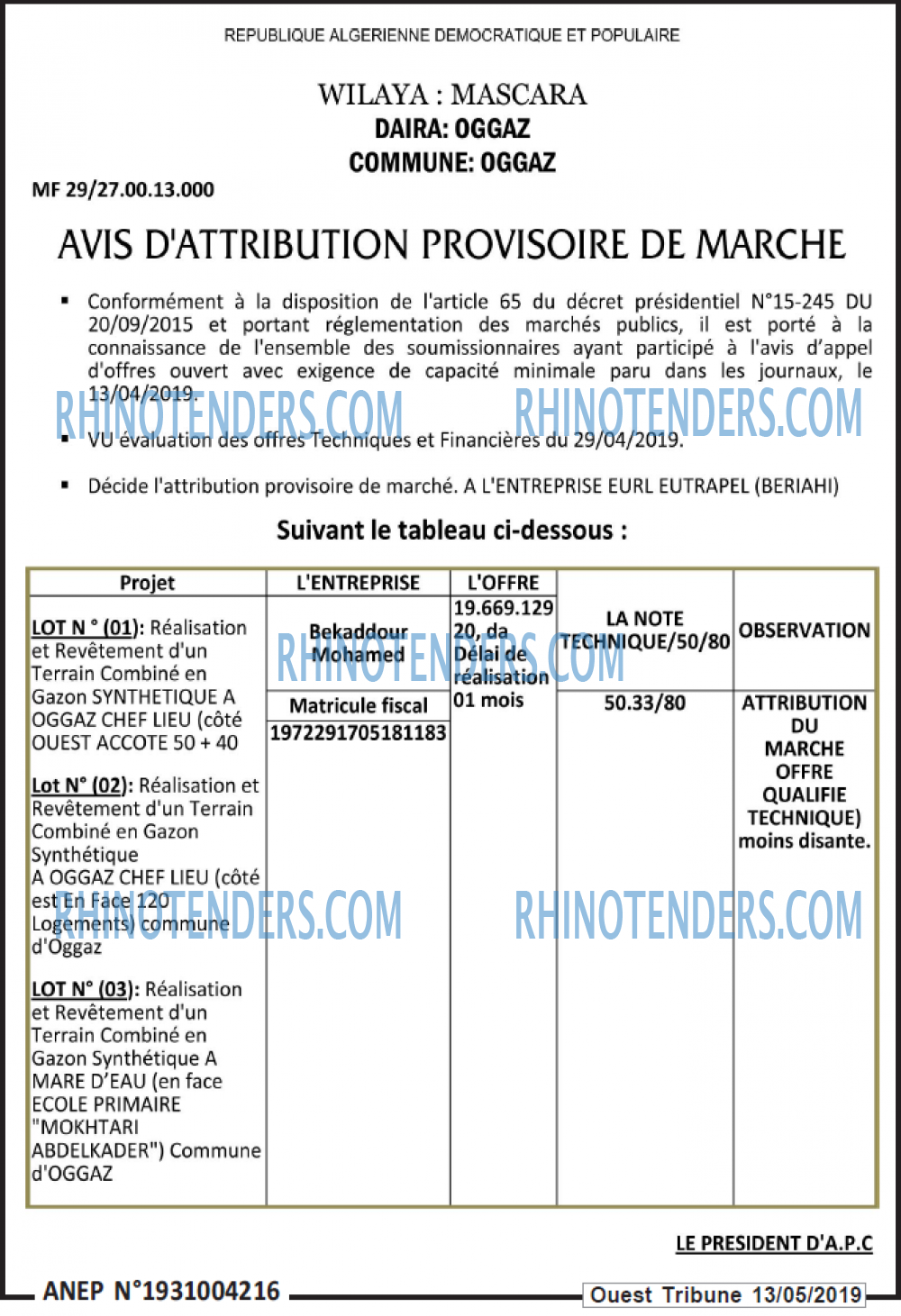 ouest TRIBUNE