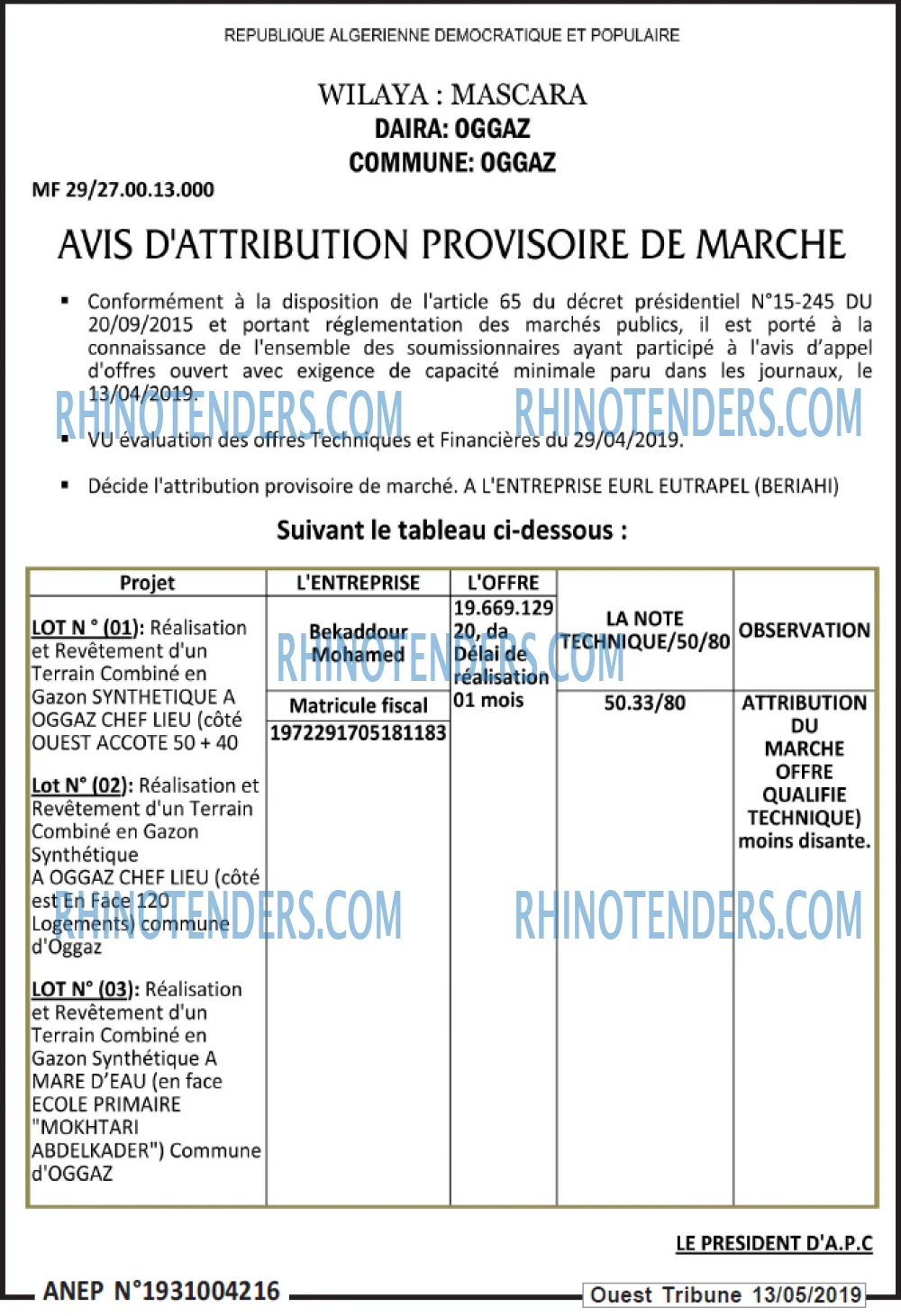 ouest TRIBUNE