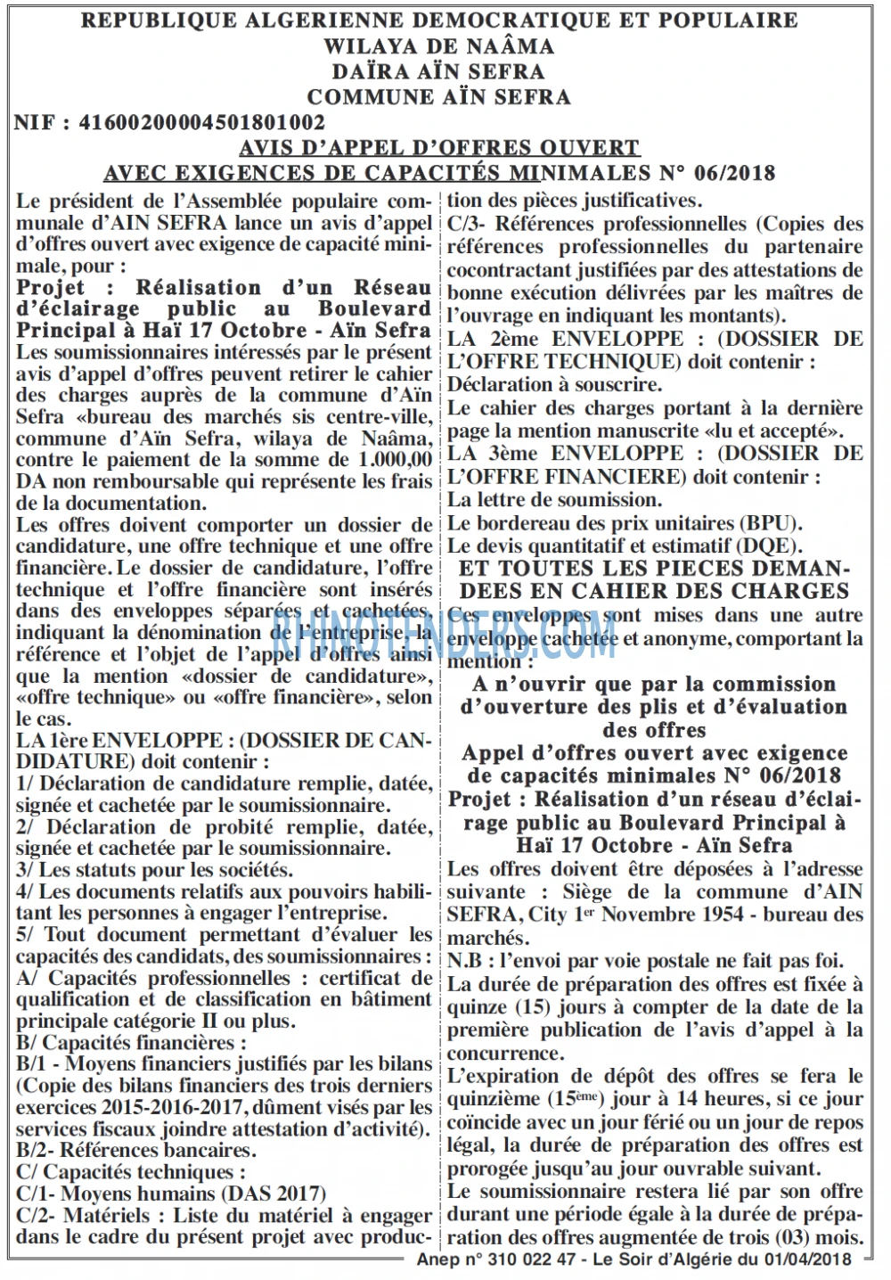LE SOIR D'ALGERIE