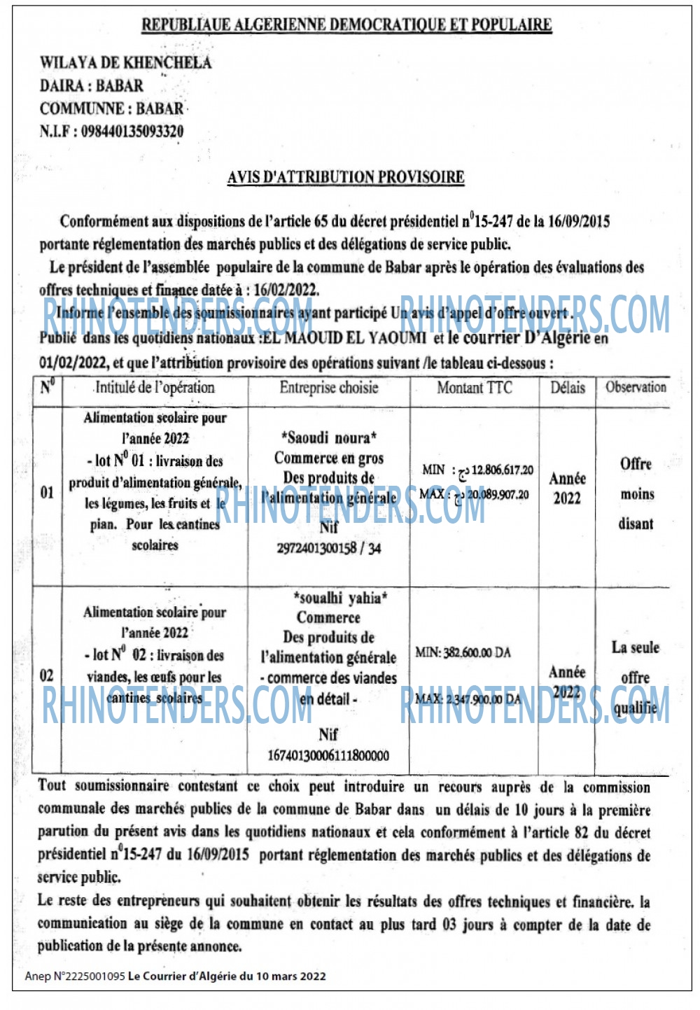 Le Courrier d'Algerie