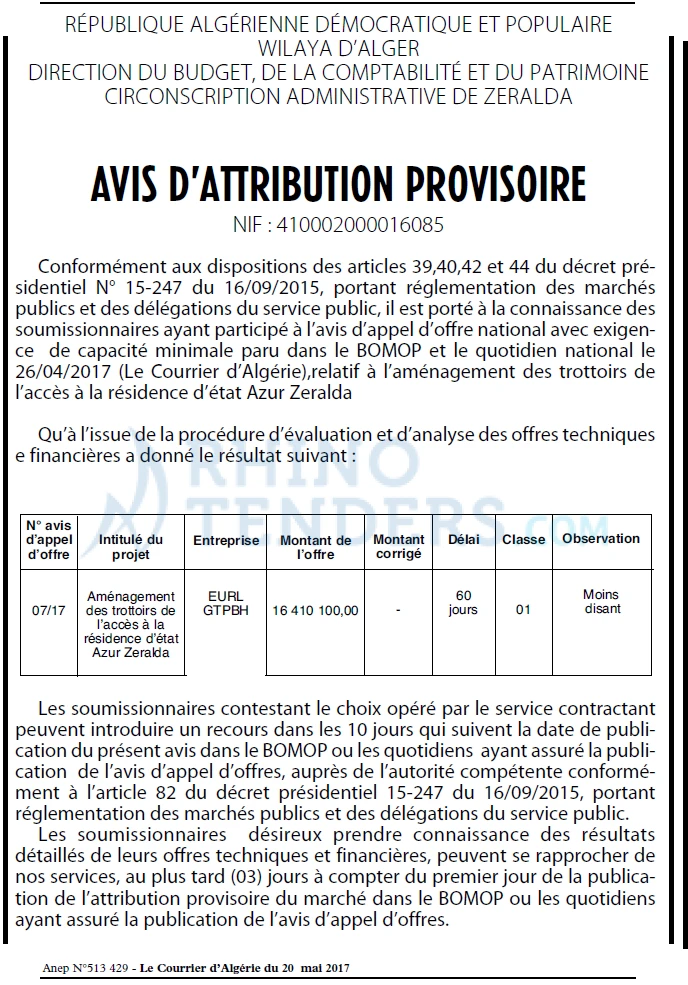 Le Courrier d'Algerie