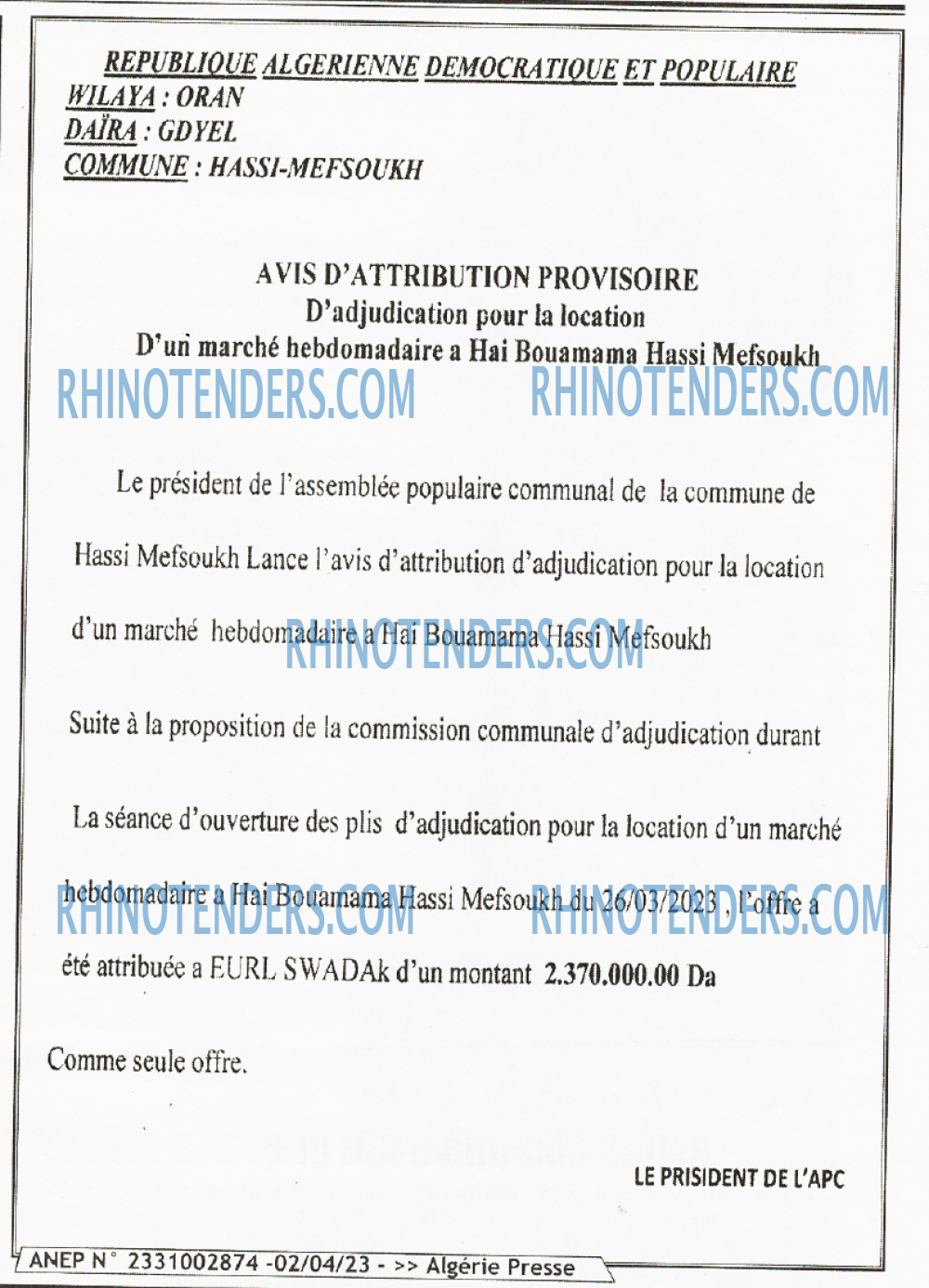 ALGERIE PRESSE