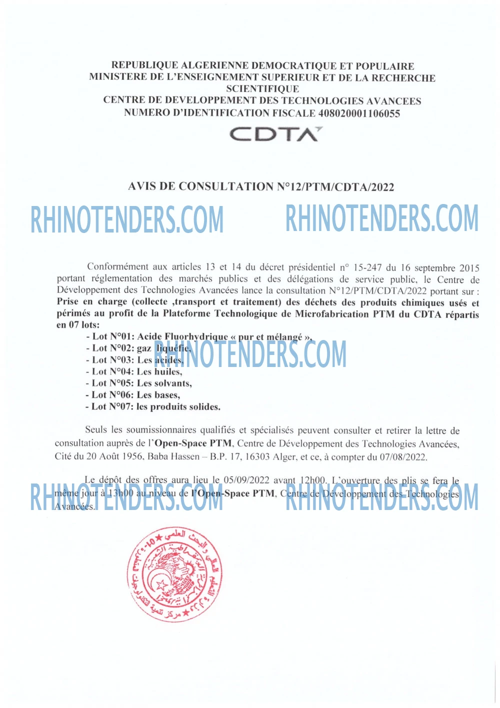CDTA - Centre De Développement Des Technologies Avancées
