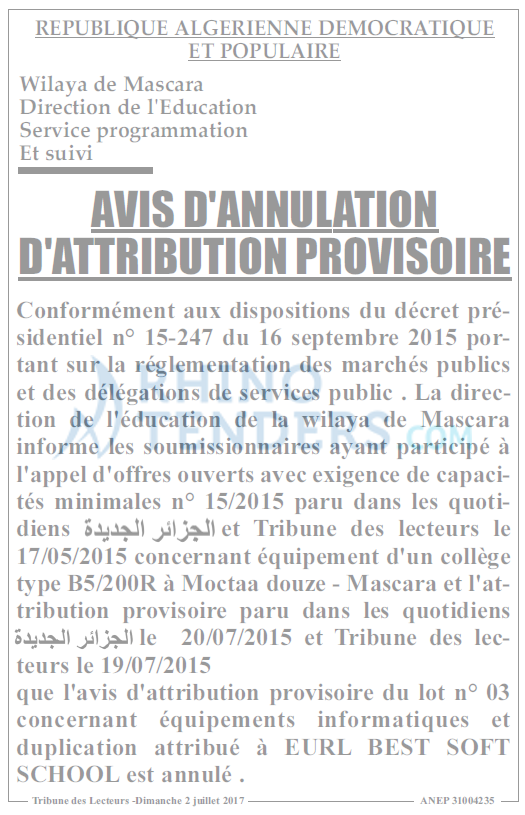 TRIBUNE DES LECTEURS