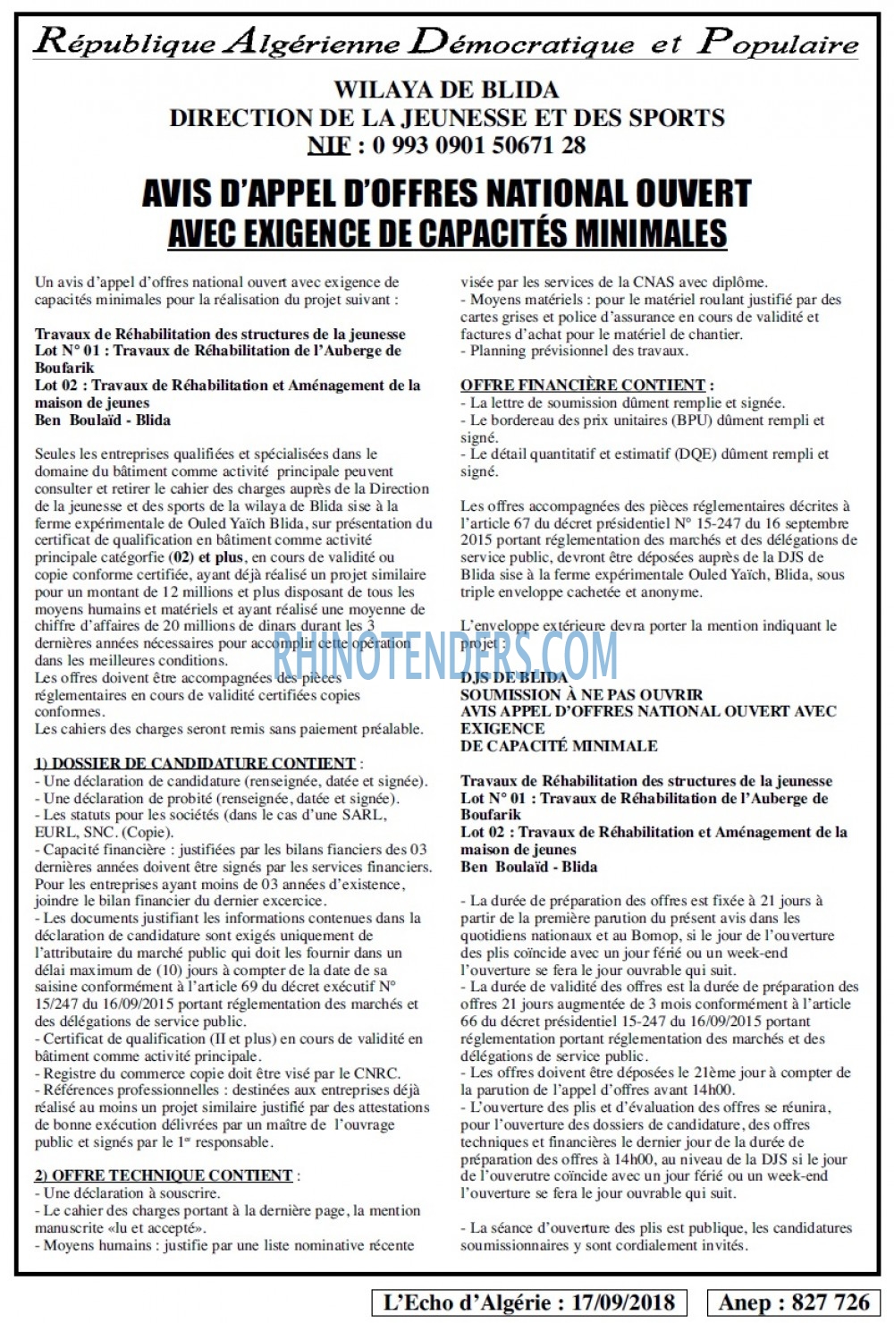 L'ECHO D'ALGERIE