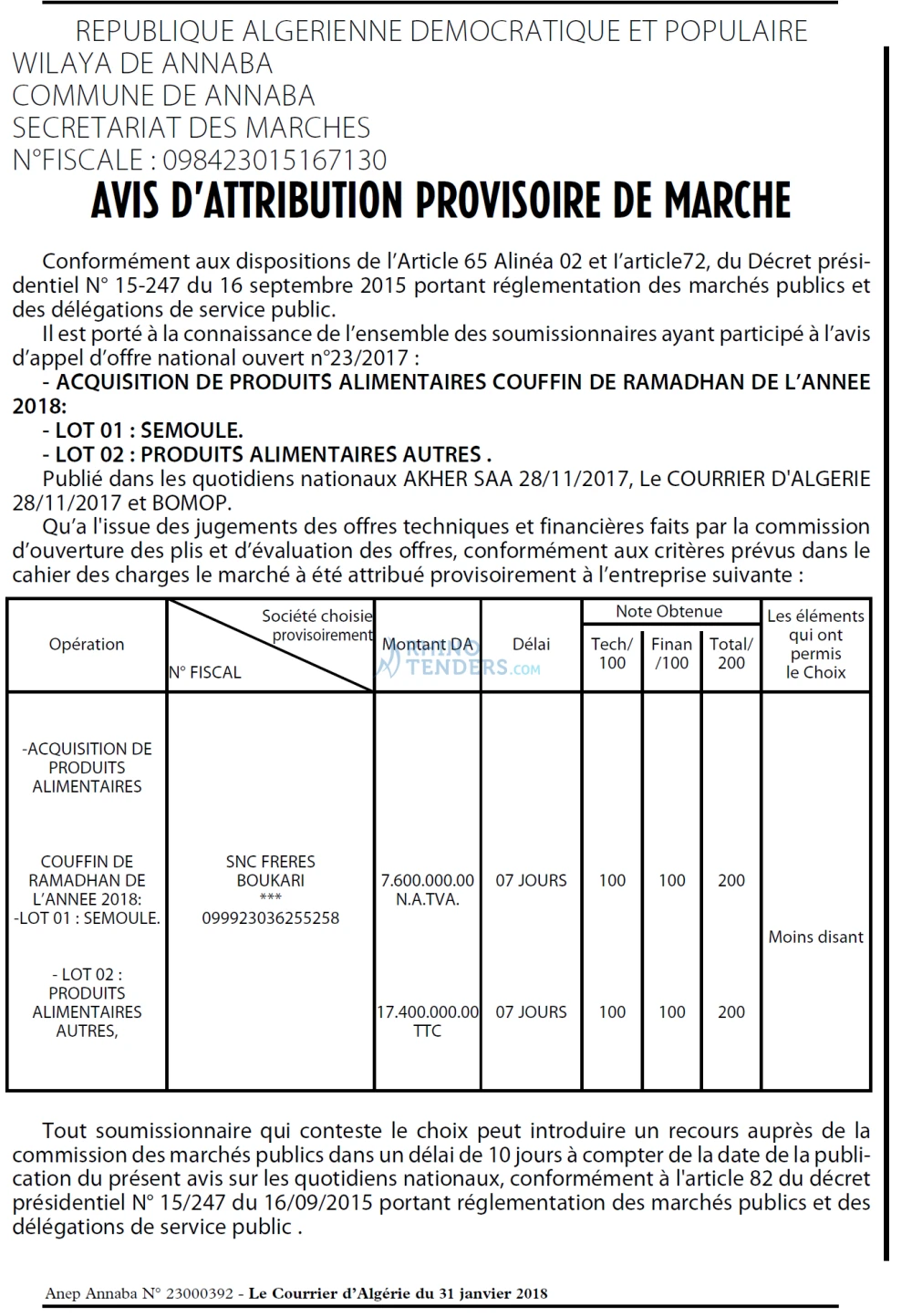 Le Courrier d'Algerie