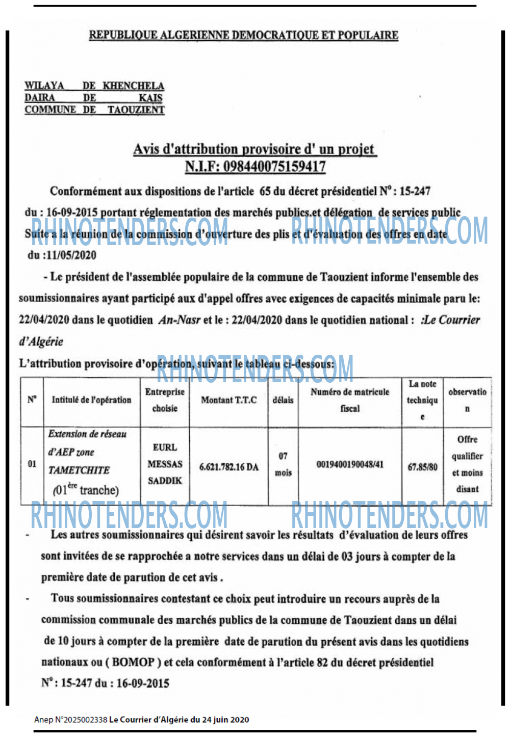 Le Courrier d'Algerie