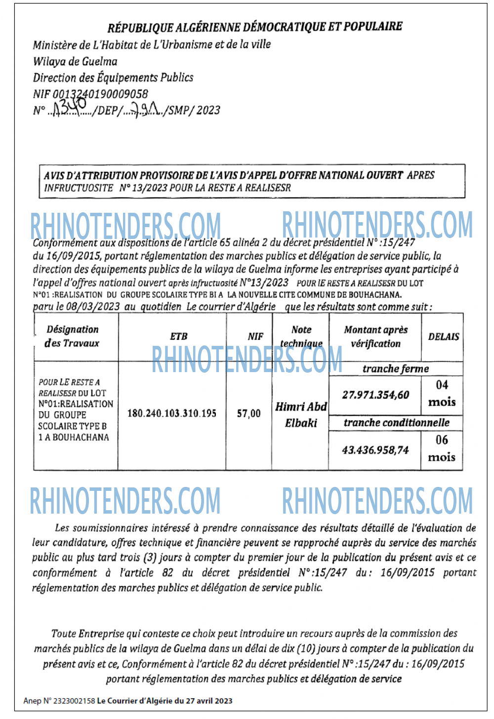 Le Courrier d'Algerie
