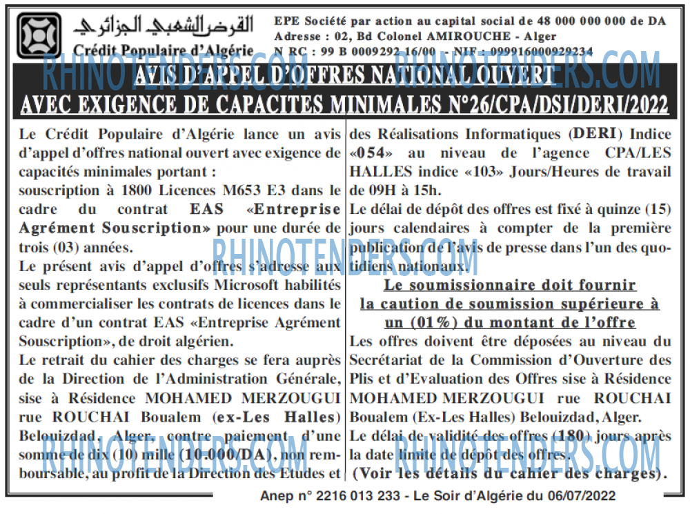 LE SOIR D'ALGERIE