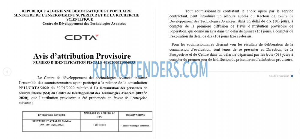 CDTA - Centre De Développement Des Technologies Avancées