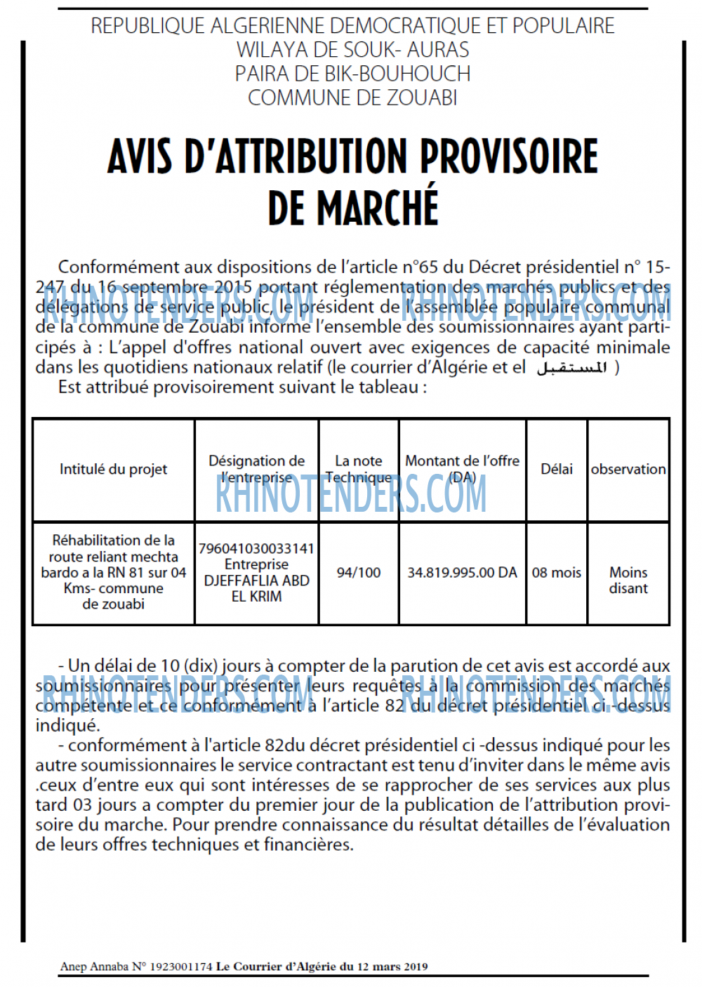 Le Courrier d'Algerie