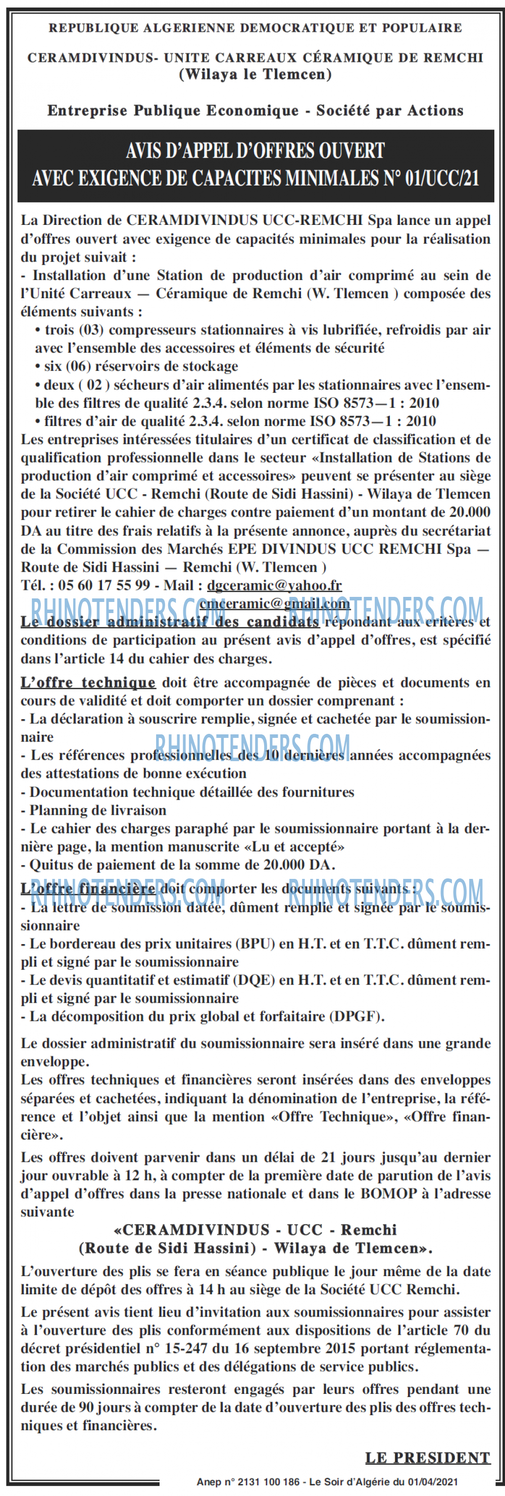 LE SOIR D'ALGERIE