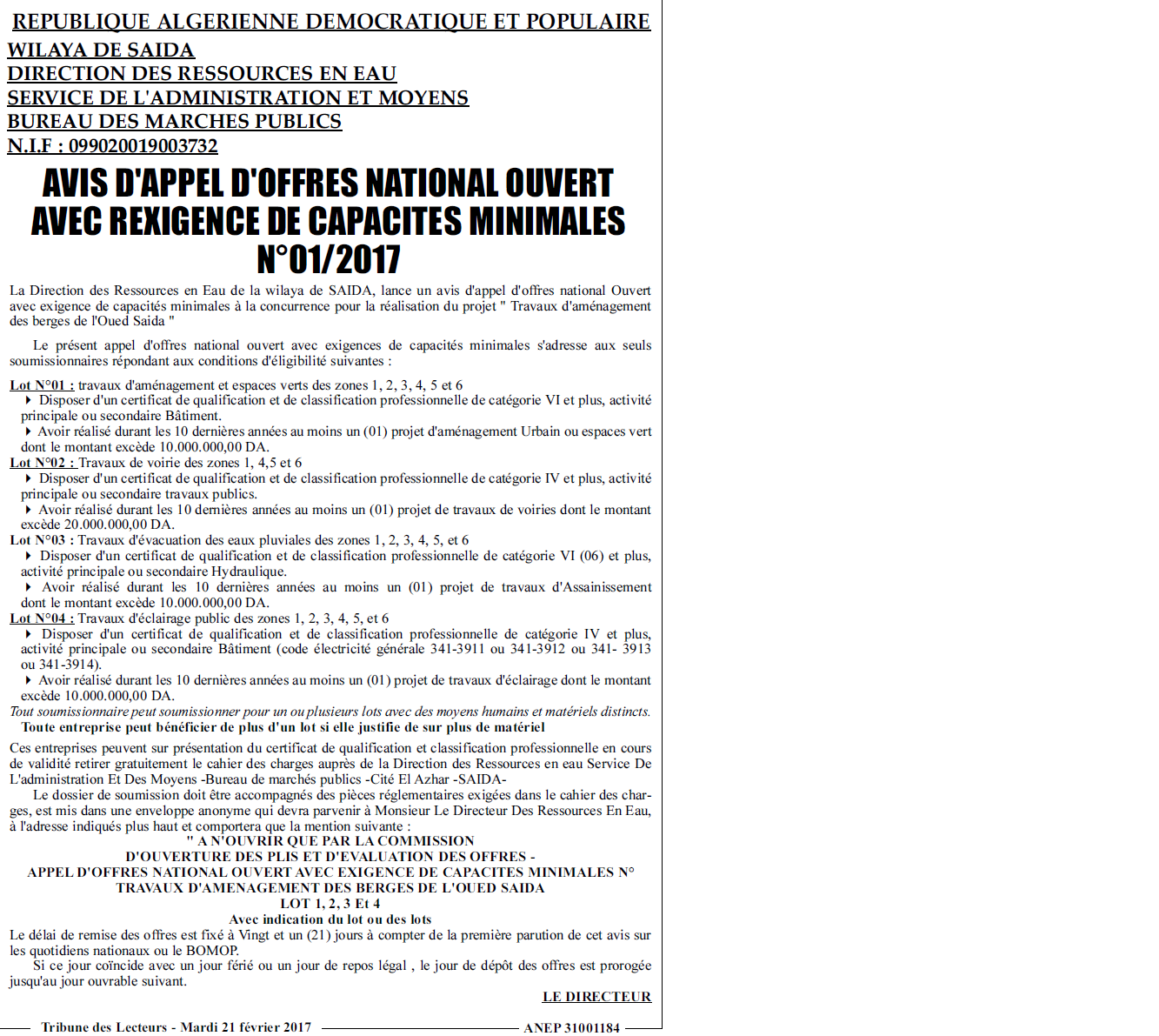 TRIBUNE DES LECTEURS