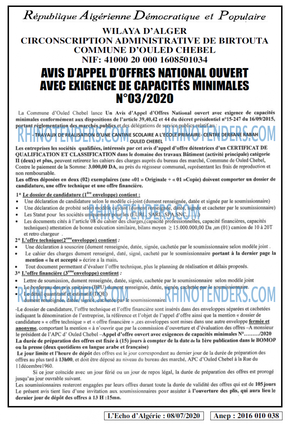 L'ECHO D'ALGERIE
