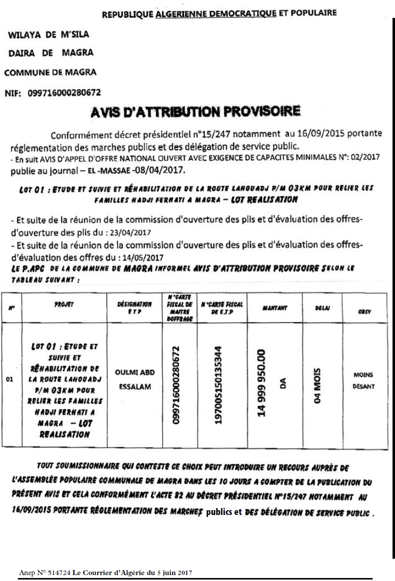 Le Courrier d'Algerie