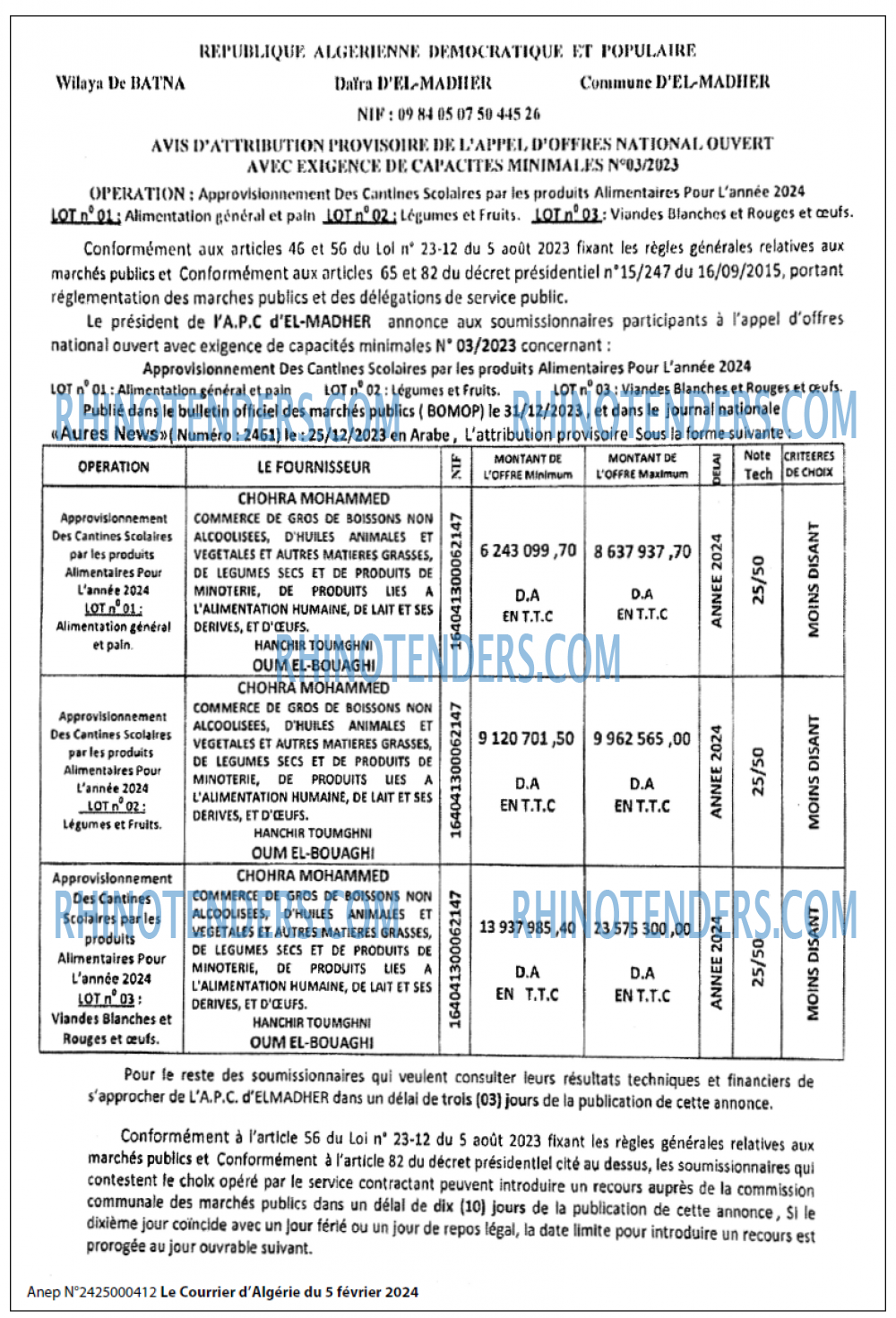 Le Courrier d'Algerie