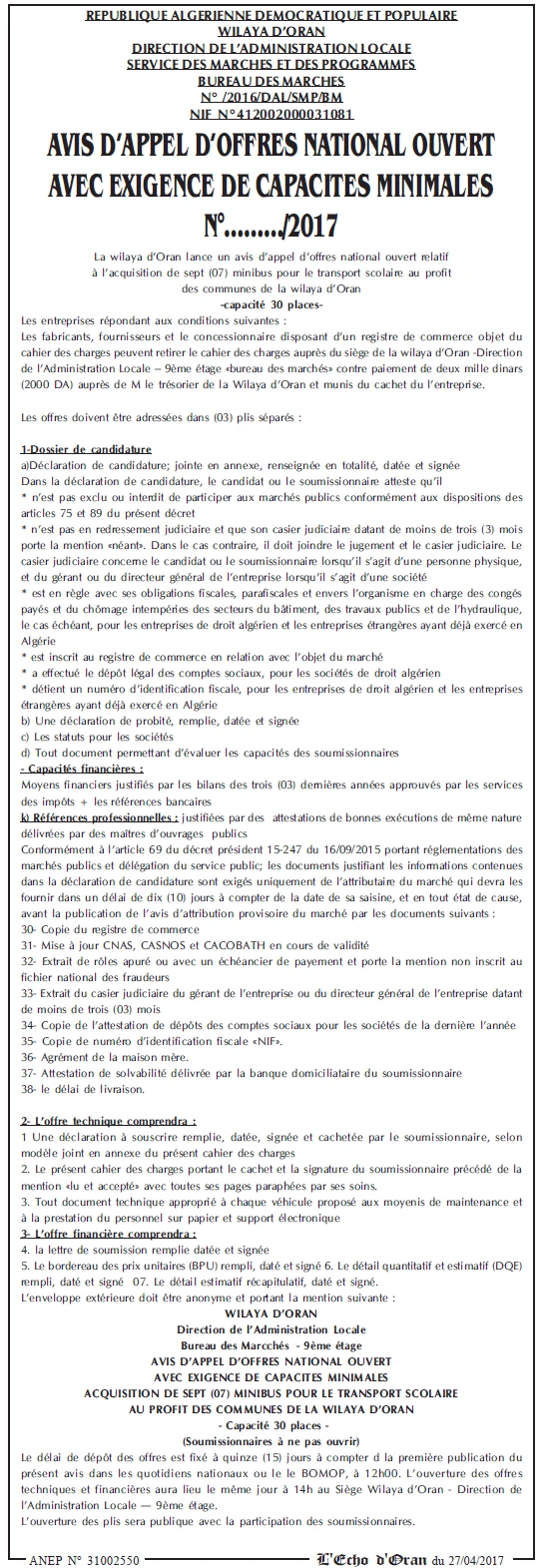 L'ECHO D'ORAN