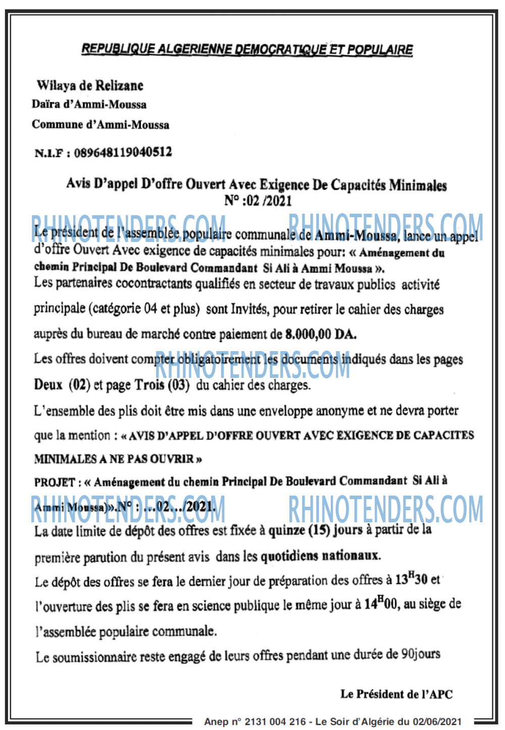 LE SOIR D'ALGERIE