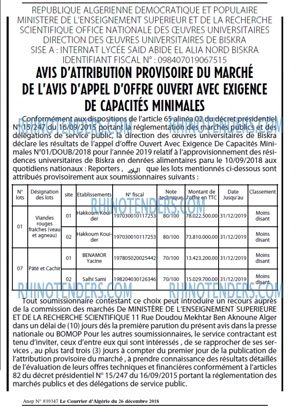 Le Courrier d'Algerie
