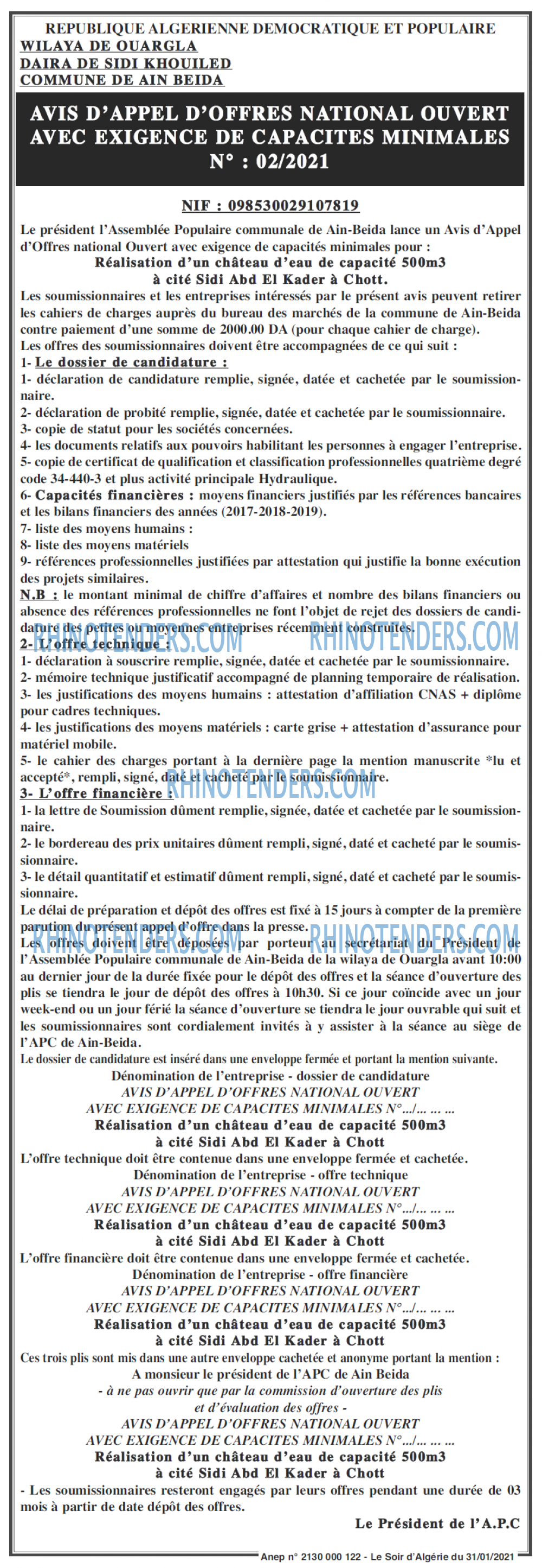 LE SOIR D'ALGERIE