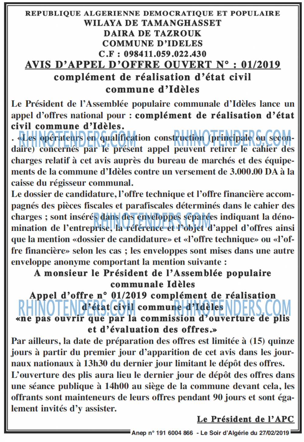 LE SOIR D'ALGERIE