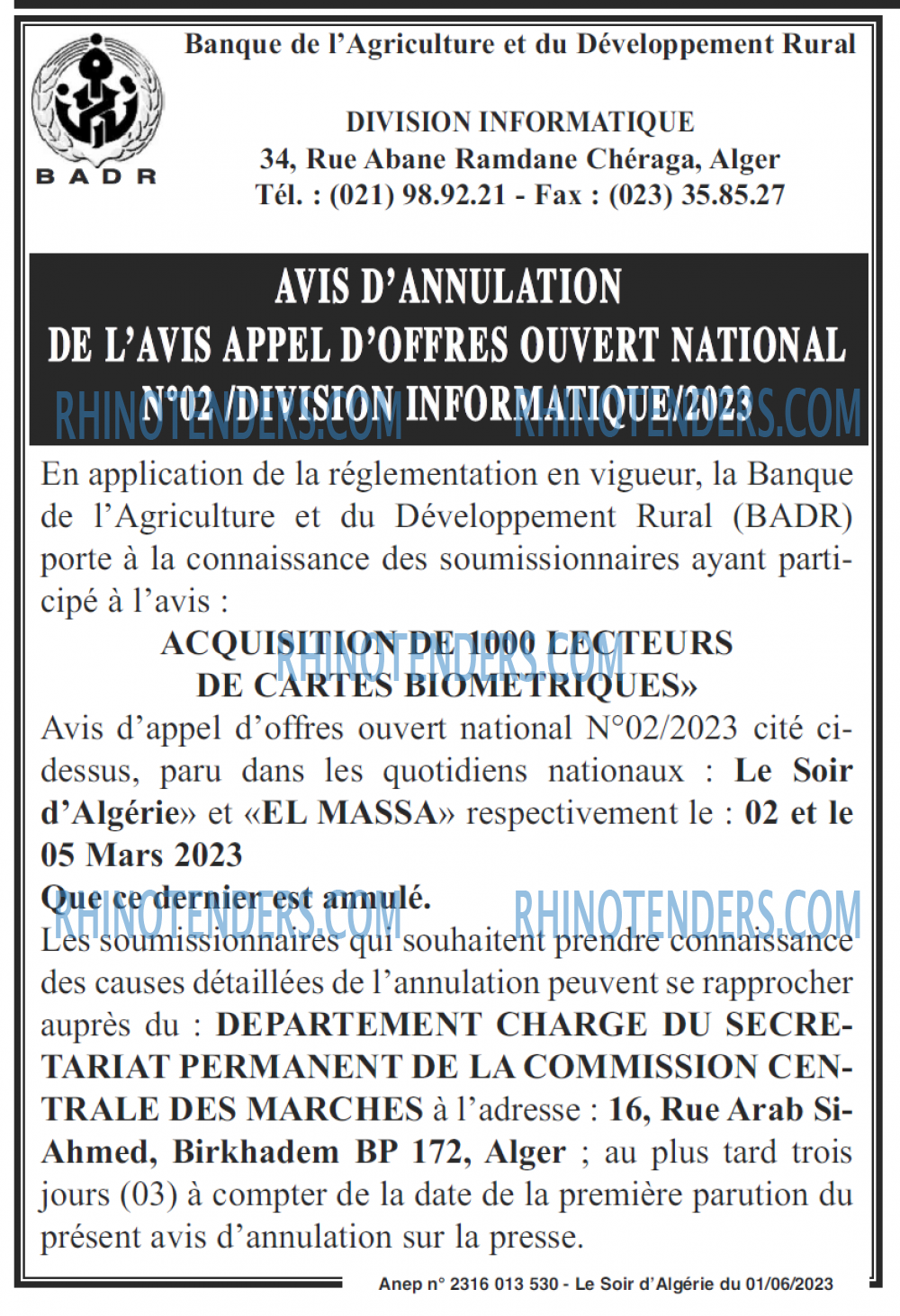 LE SOIR D'ALGERIE