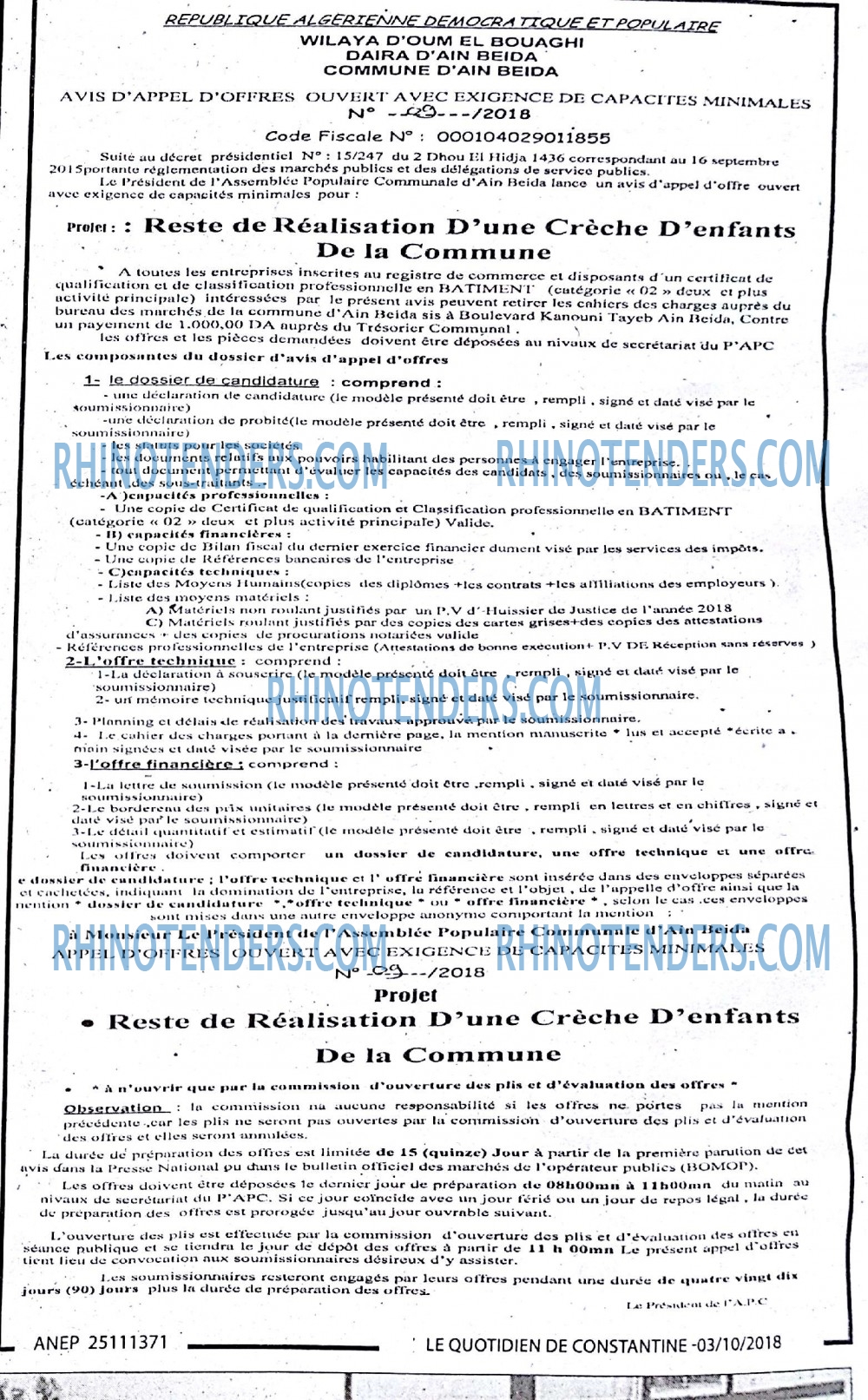 LE QUOTIDIEN DE CONSTANTINE