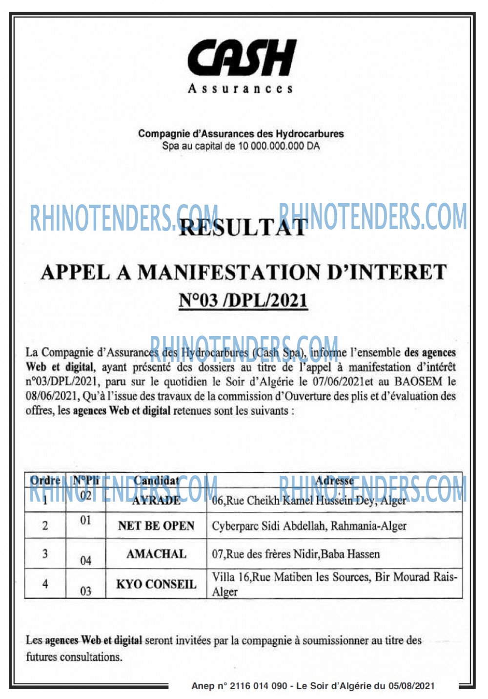 LE SOIR D'ALGERIE