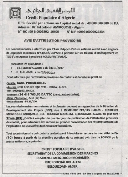 LE SOIR D'ALGERIE