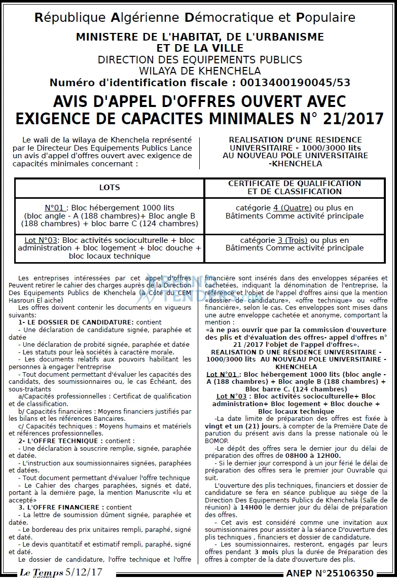 LE TEMPS D'ALGERIE