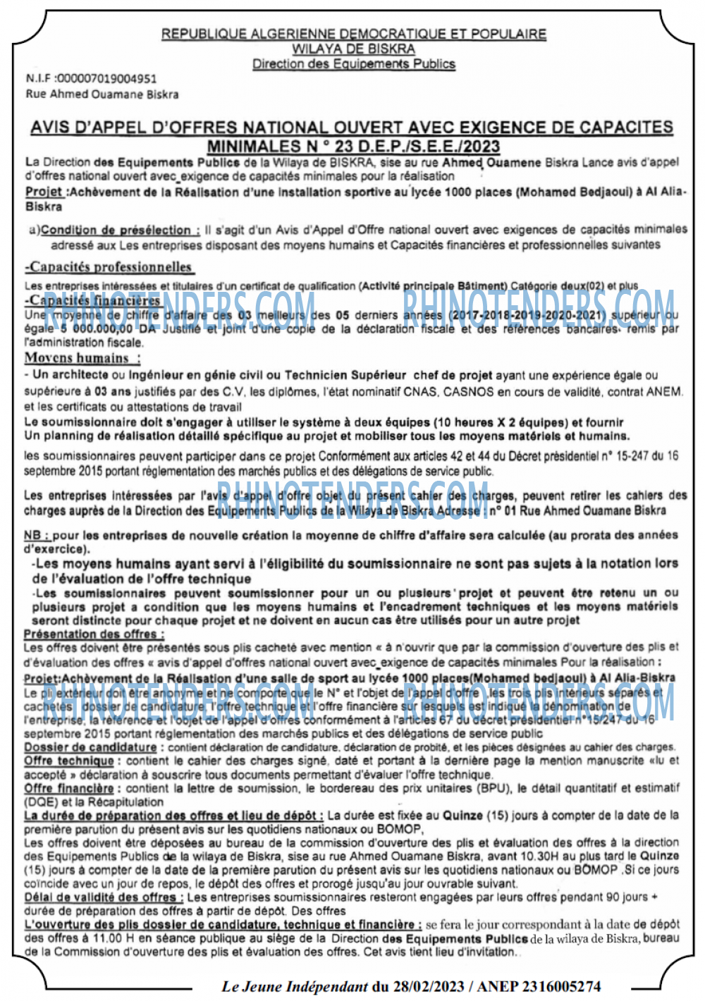 Le jeune indépendant