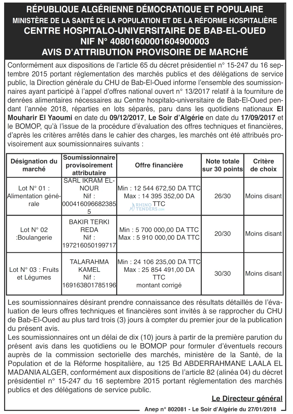 LE SOIR D'ALGERIE