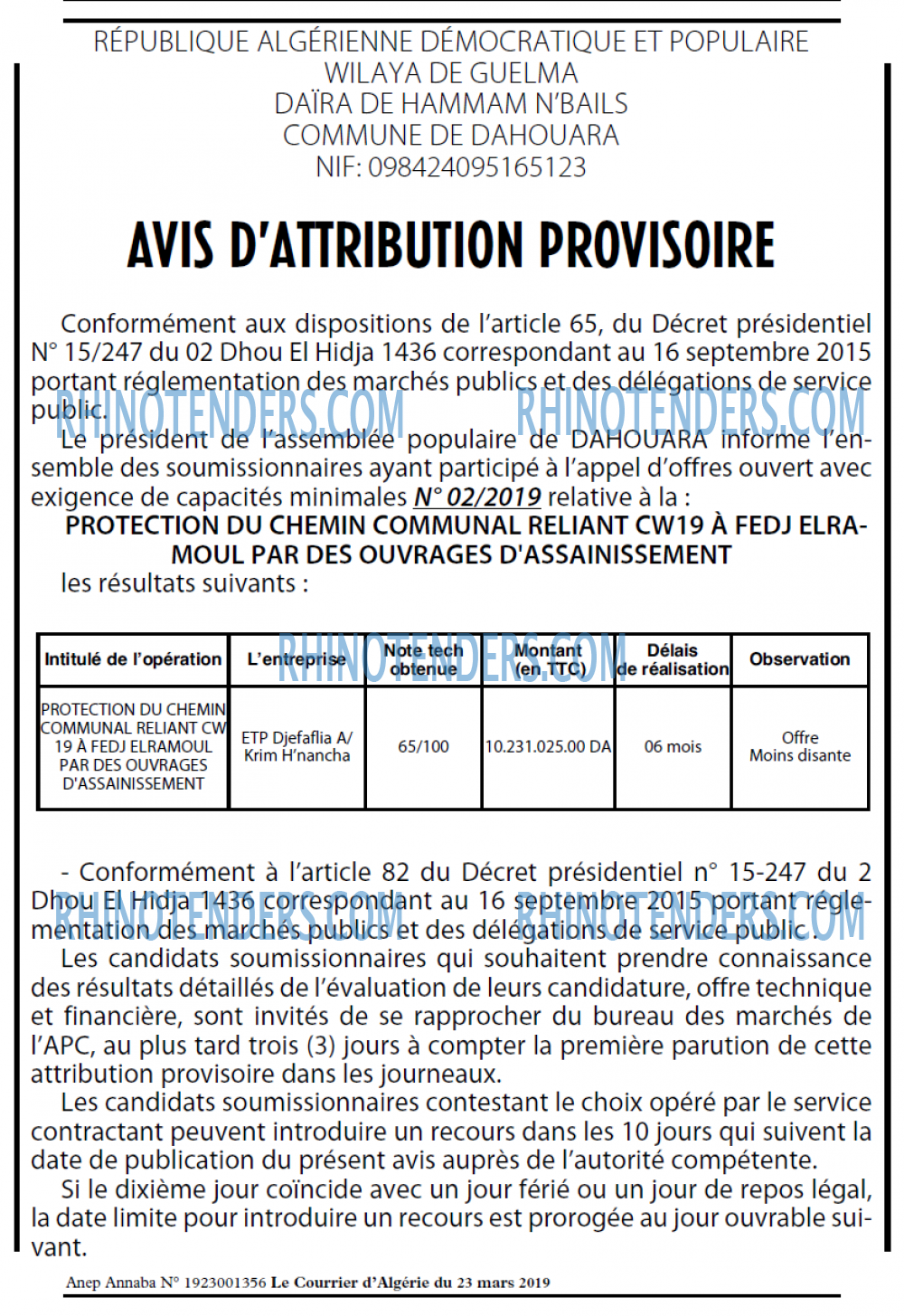 Le Courrier d'Algerie