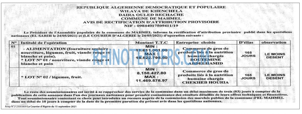 Le Courrier d'Algerie