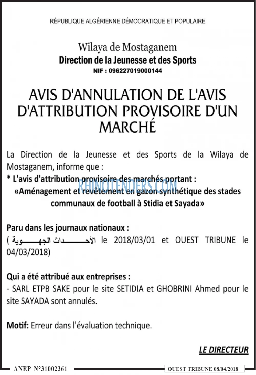 ouest TRIBUNE