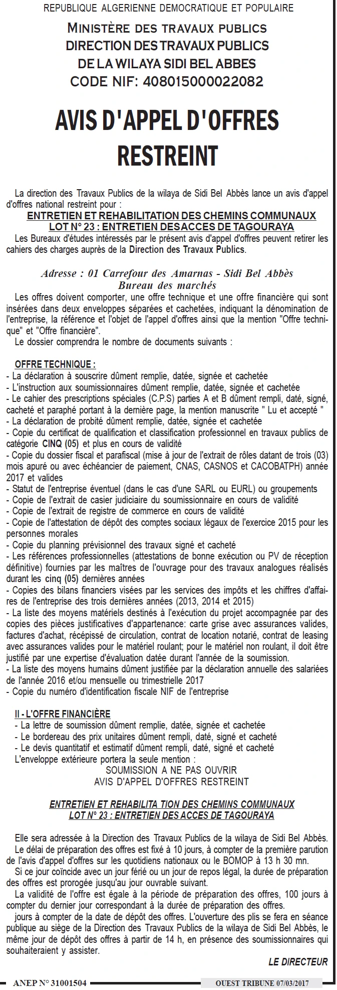 ouest TRIBUNE
