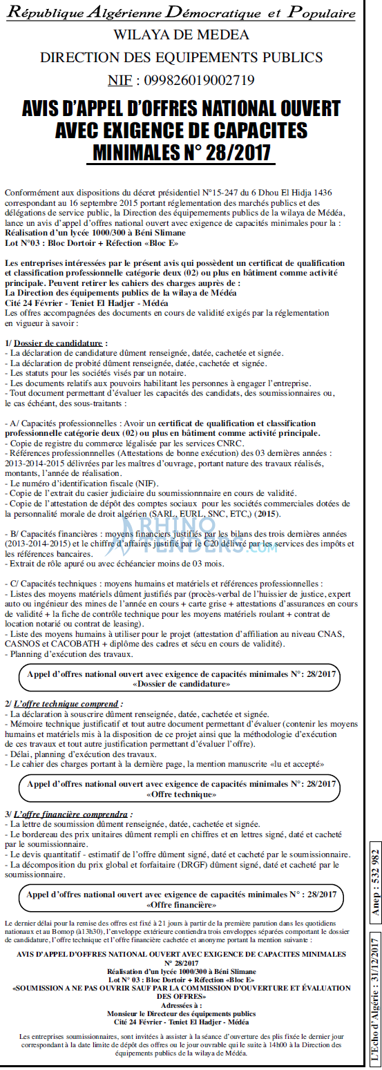 L'ECHO D'ALGERIE