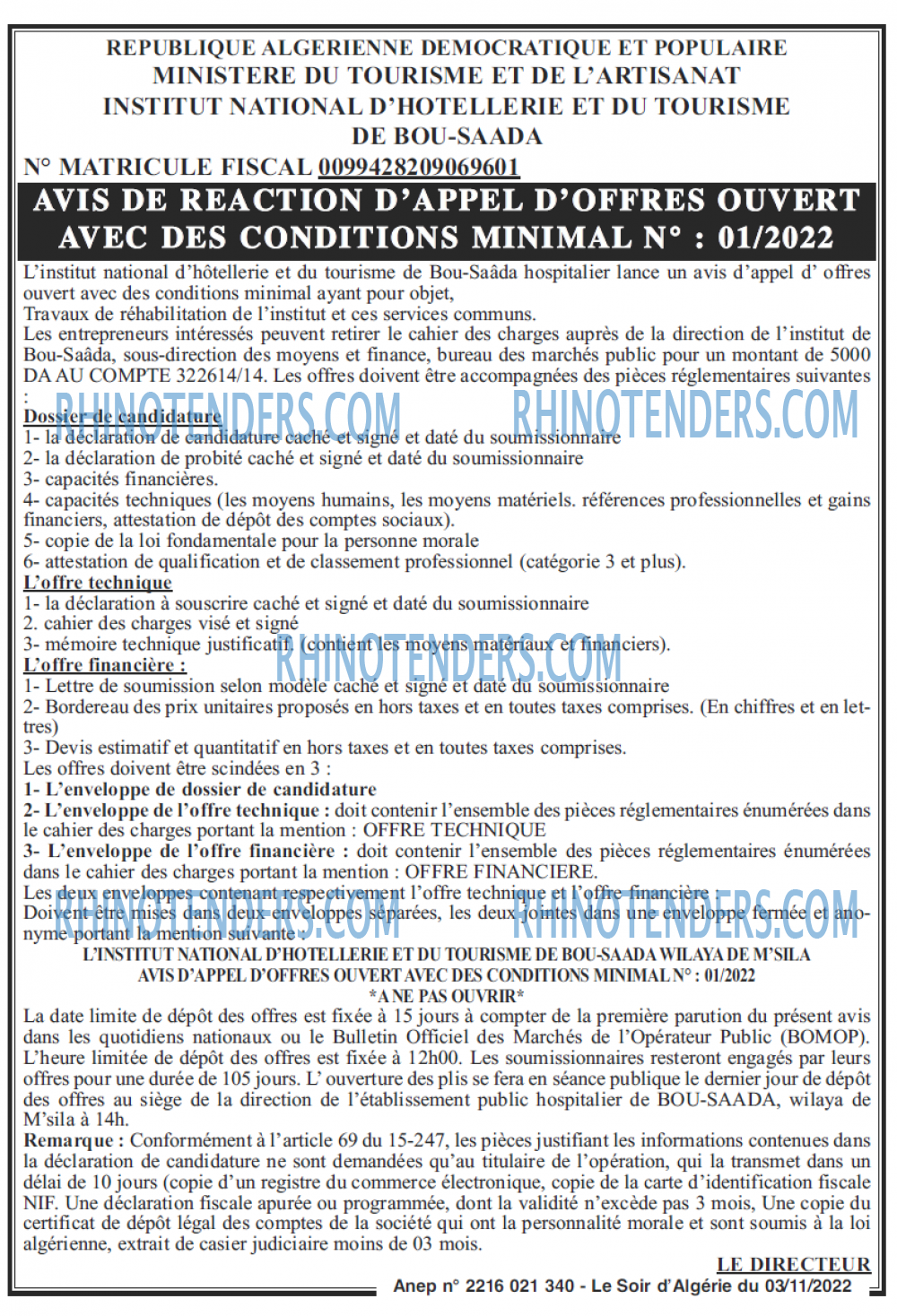 LE SOIR D'ALGERIE
