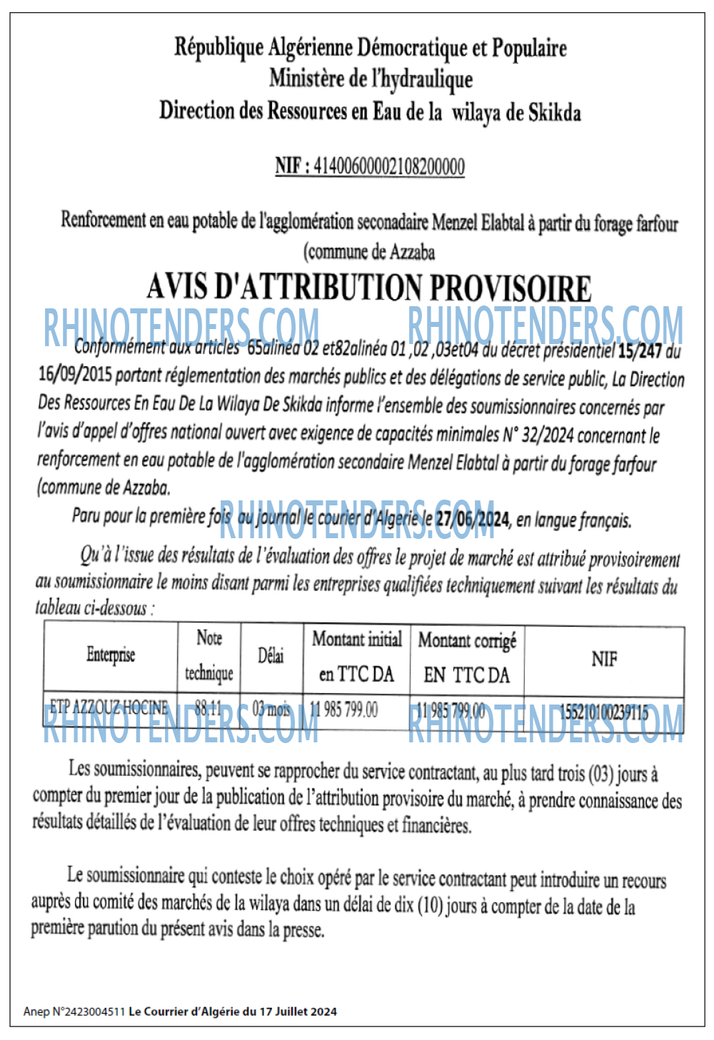 Le Courrier d'Algerie
