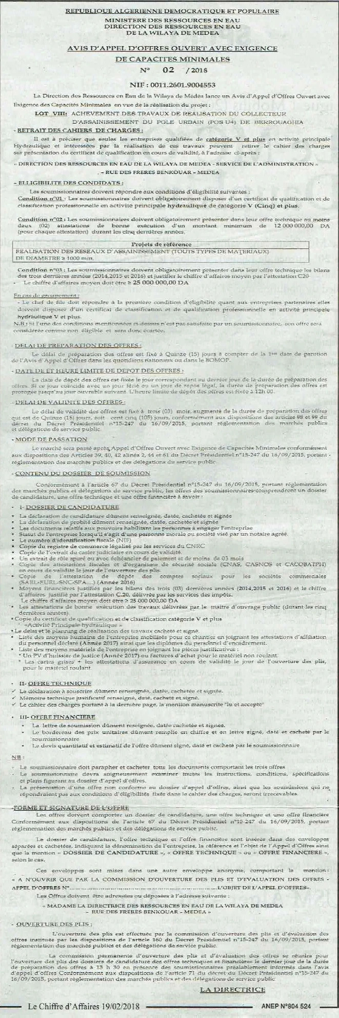 Le Chiffre d'Affaires