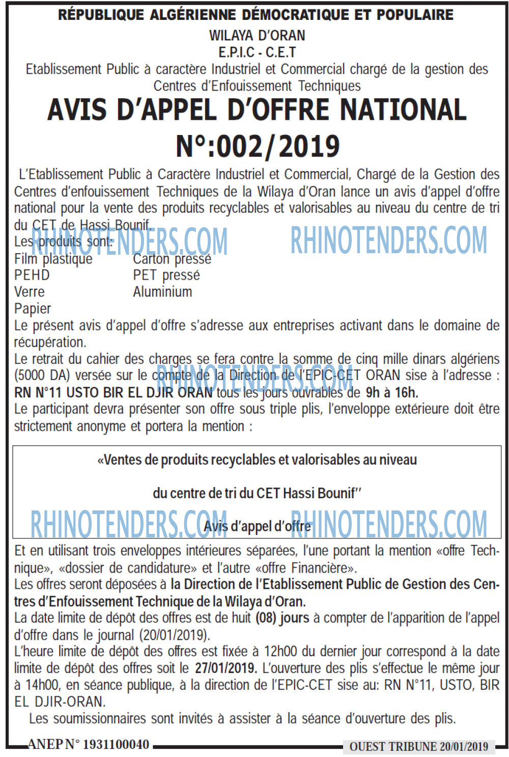 ouest TRIBUNE