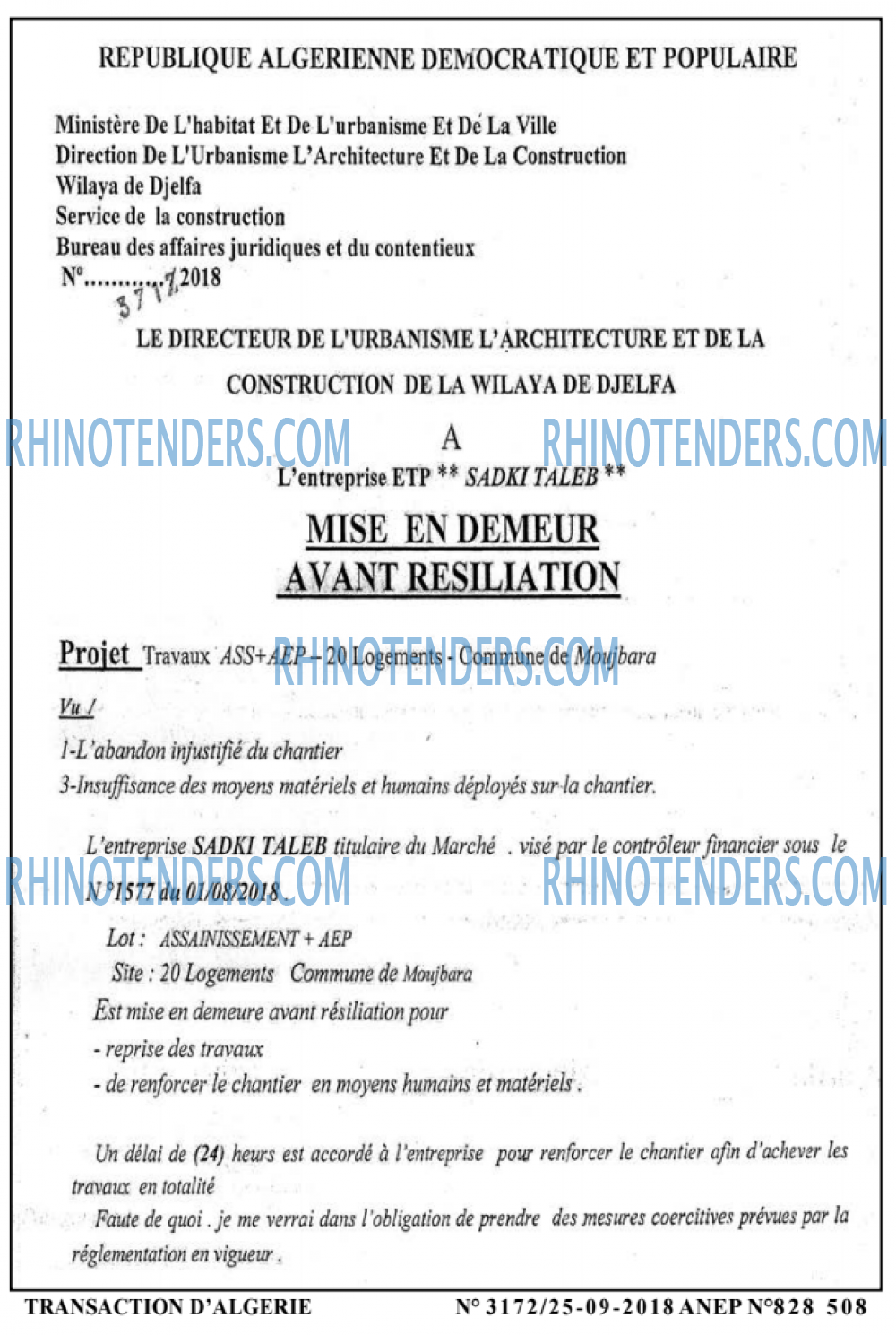TRANSACTION D'ALGERIE