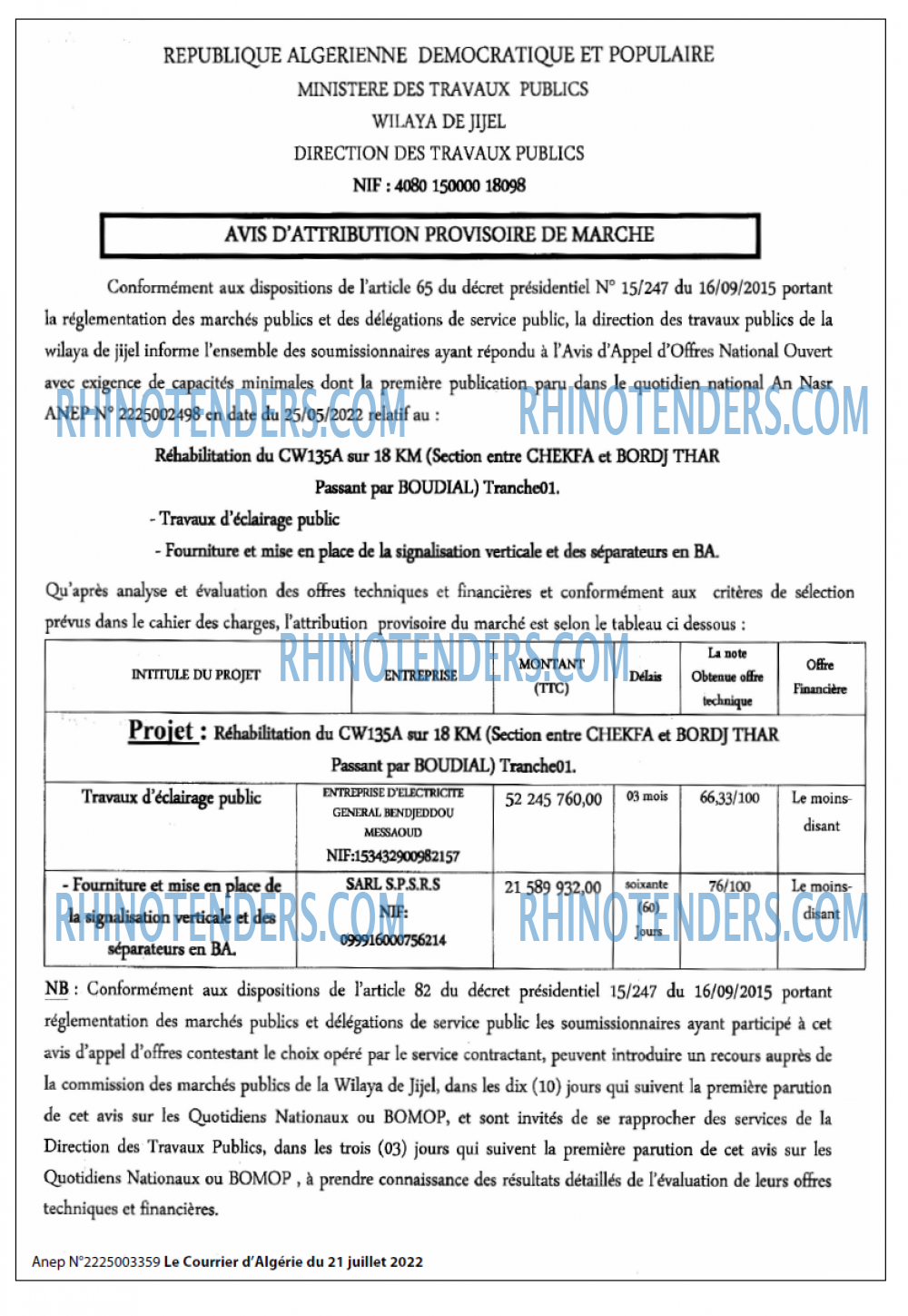 Le Courrier d'Algerie