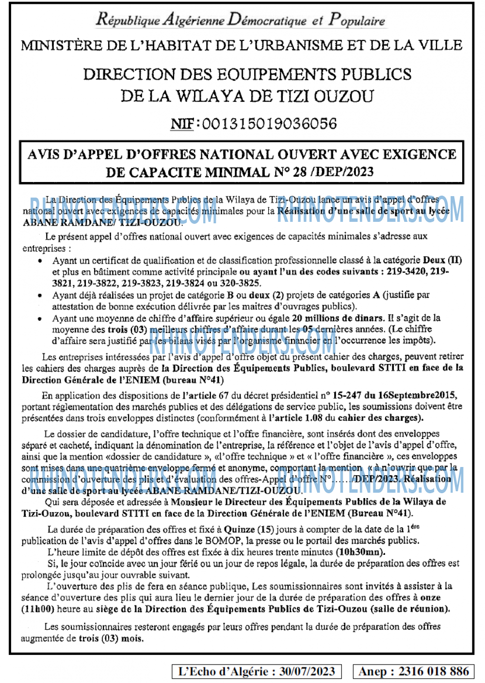 L'ECHO D'ALGERIE