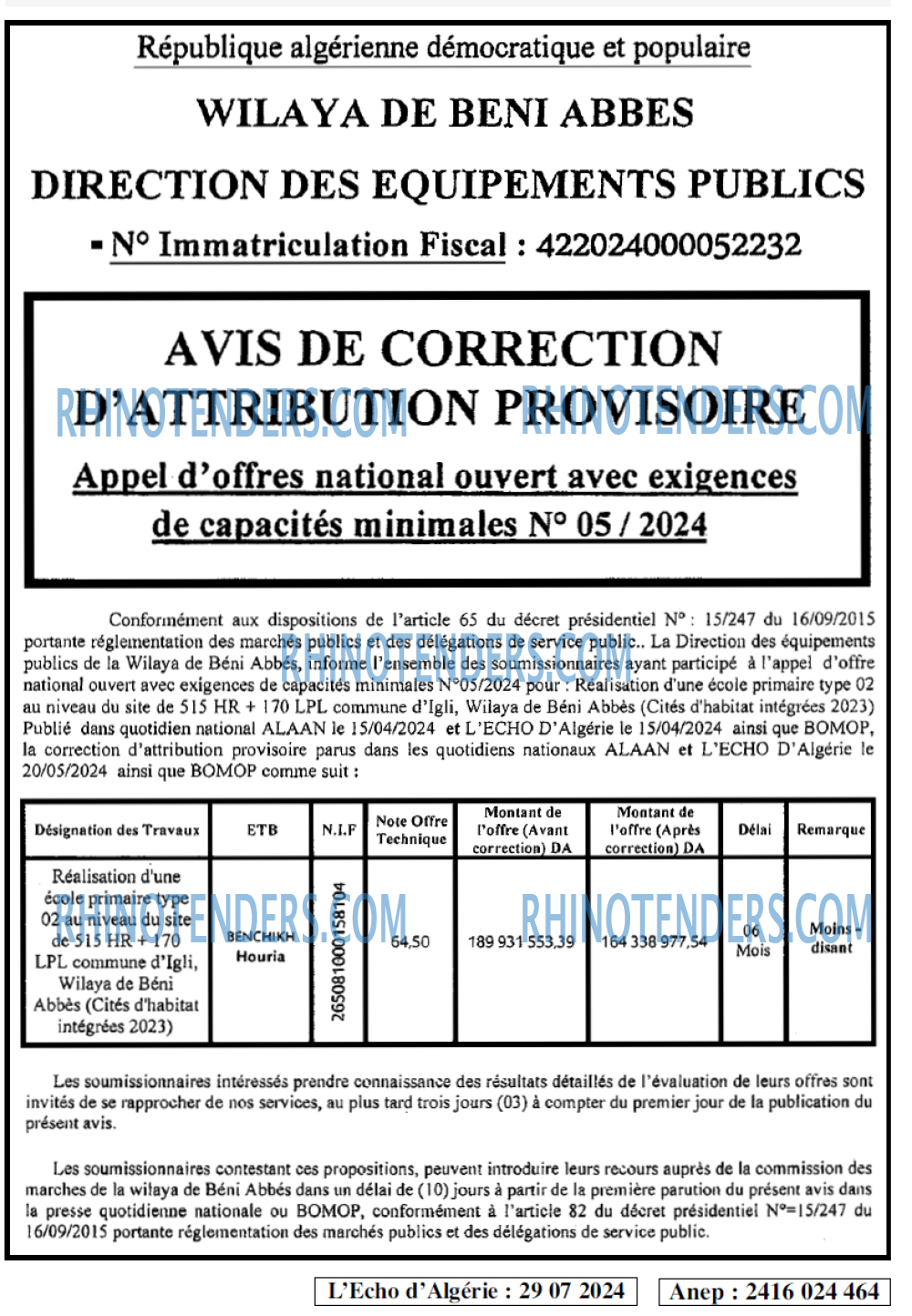 L'ECHO D'ALGERIE