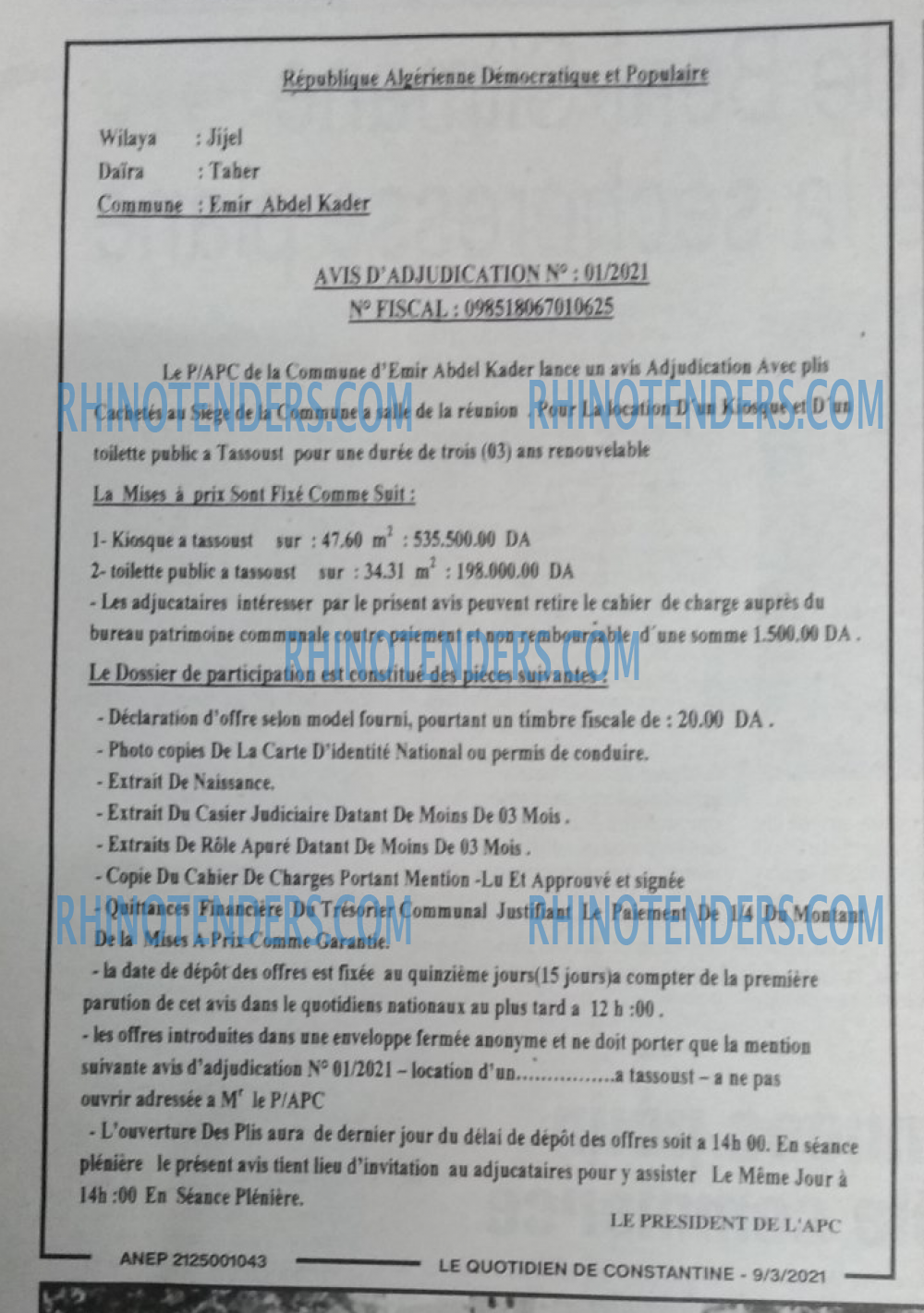 LE QUOTIDIEN DE CONSTANTINE